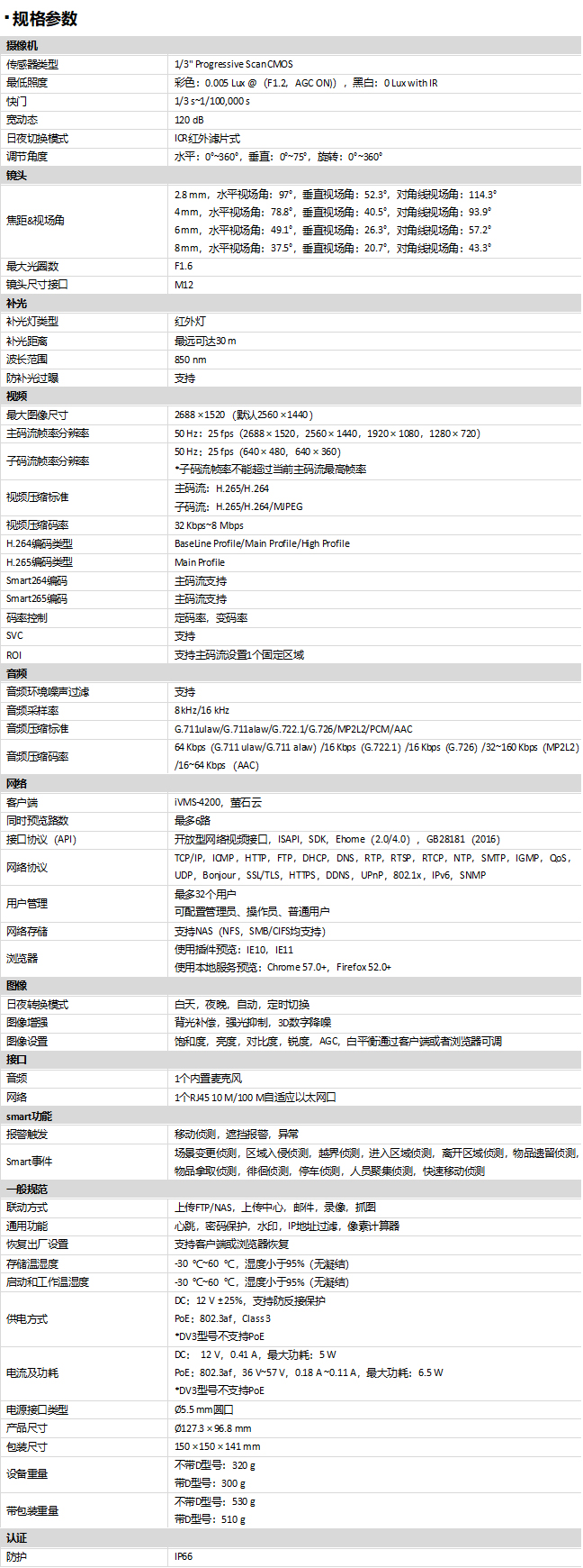 DS-2CD2345(D)V3-I规格参数