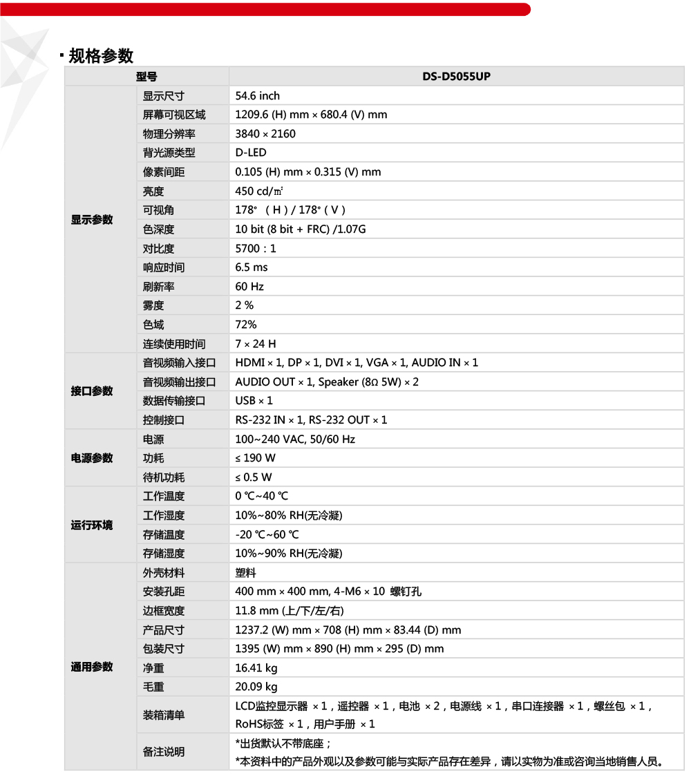 DS-D5055UP产品参数