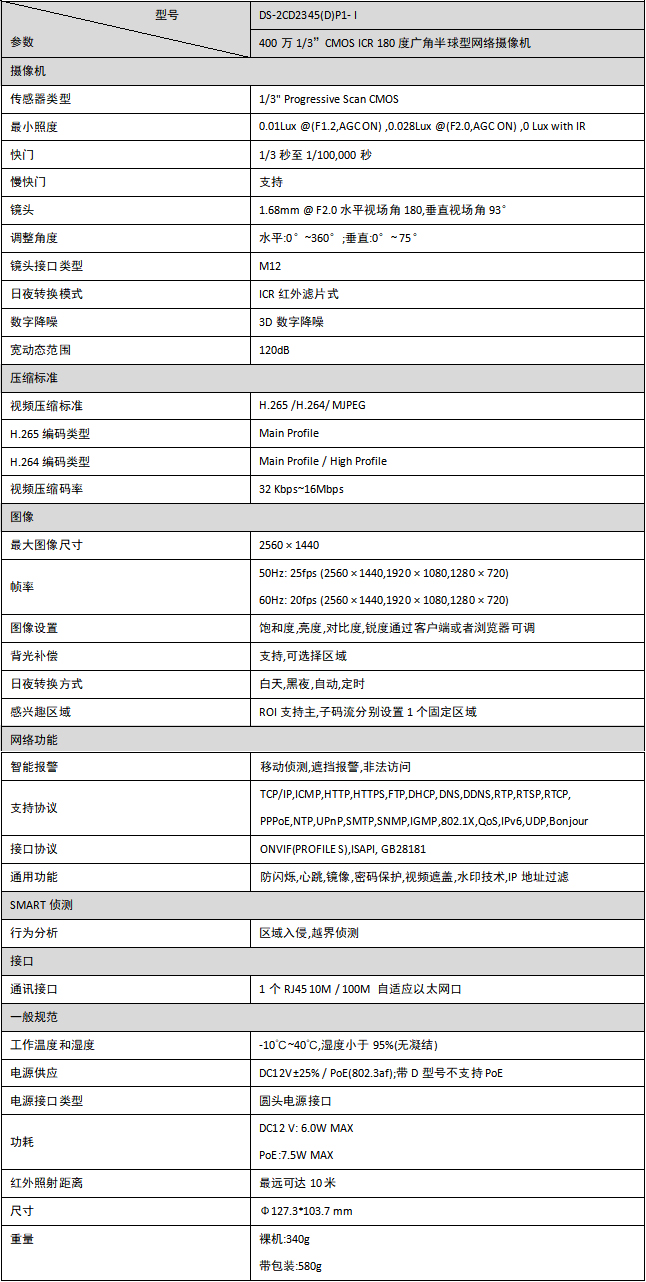 DS-2CD2345(D)P1-I产品参数