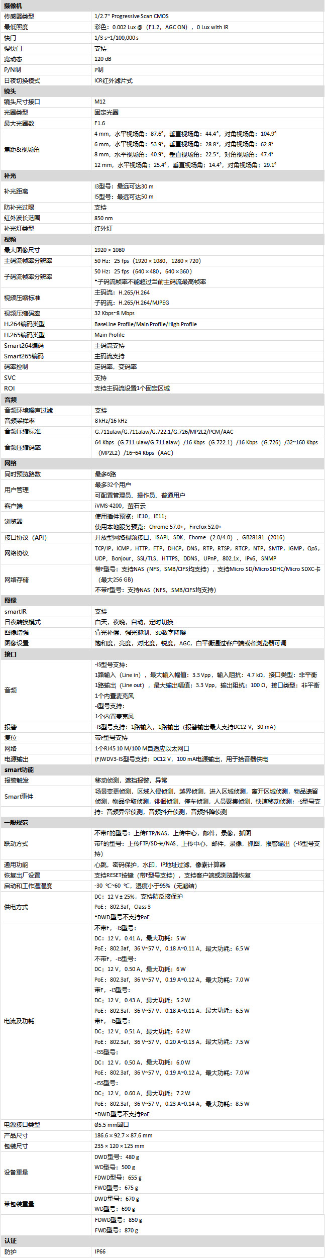 DS-2CD2T26WDV3-I3产品参数